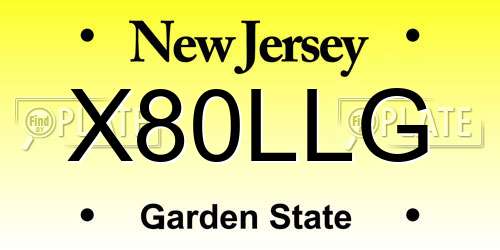 X80LLG New Jersey License Plate