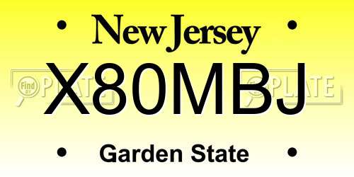 X80MBJ New Jersey License Plate
