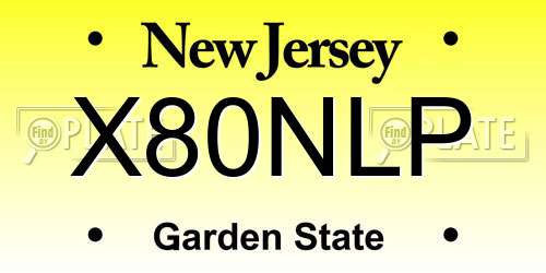 X80NLP New Jersey License Plate