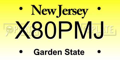 X80PMJ New Jersey License Plate