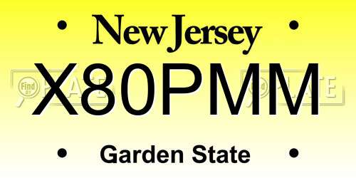 X80PMM New Jersey License Plate