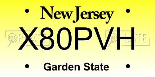 X80PVH New Jersey License Plate
