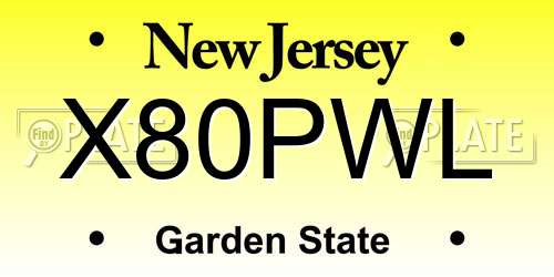 X80PWL New Jersey License Plate