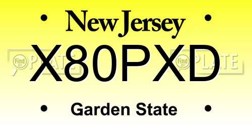 X80PXD New Jersey License Plate