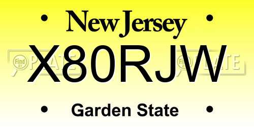 X80RJW New Jersey License Plate