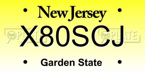 X80SCJ New Jersey License Plate
