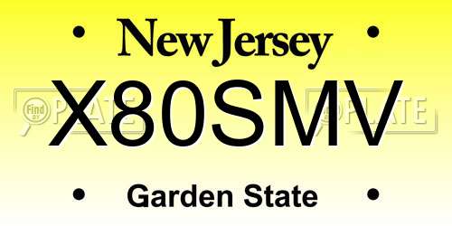 X80SMV New Jersey License Plate