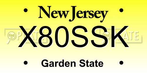 X80SSK New Jersey License Plate