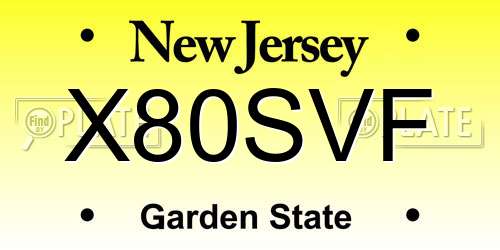 X80SVF New Jersey License Plate