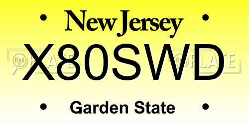 X80SWD New Jersey License Plate