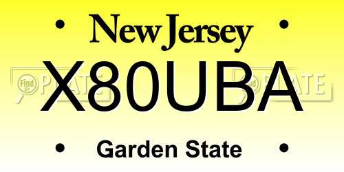 X80UBA New Jersey License Plate