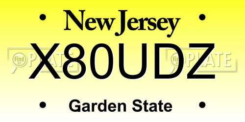 X80UDZ New Jersey License Plate