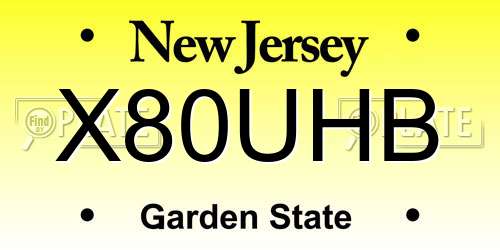 X80UHB New Jersey License Plate