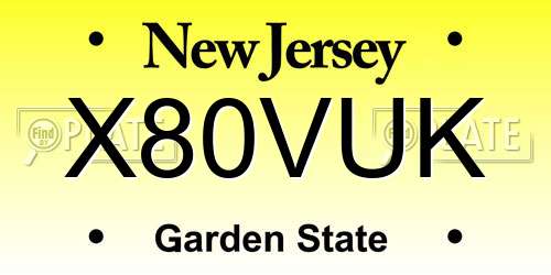 X80VUK New Jersey License Plate