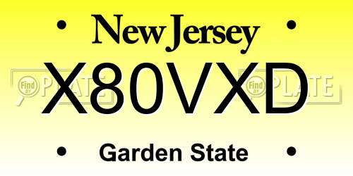 X80VXD New Jersey License Plate