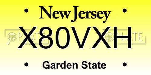 X80VXH New Jersey License Plate