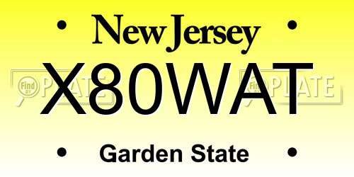 X80WAT New Jersey License Plate