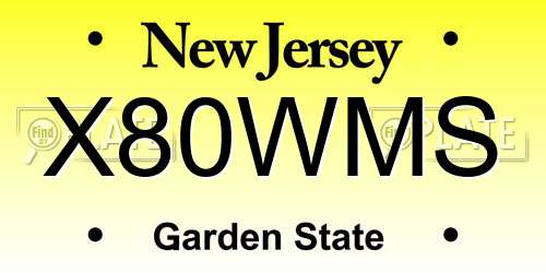 X80WMS New Jersey License Plate