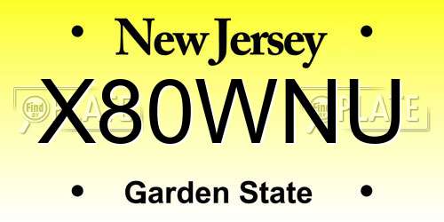 X80WNU New Jersey License Plate