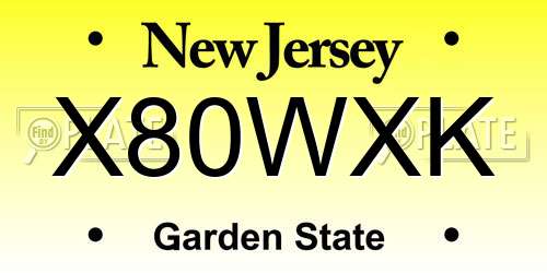 X80WXK New Jersey License Plate