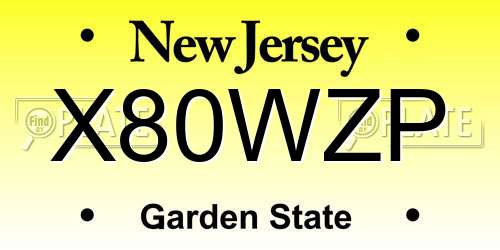X80WZP New Jersey License Plate