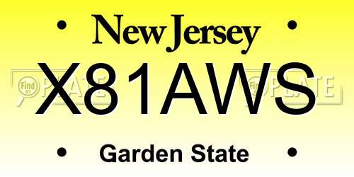 X81AWS New Jersey License Plate