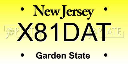 X81DAT New Jersey License Plate