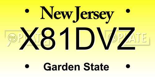 X81DVZ New Jersey License Plate