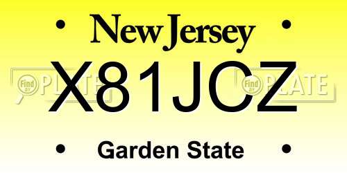 X81JCZ New Jersey License Plate