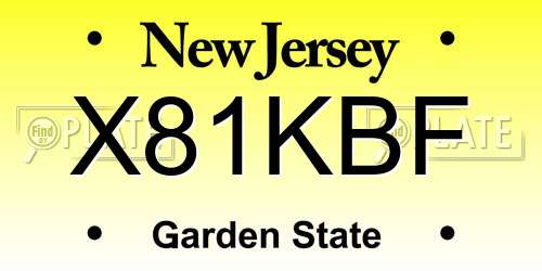 X81KBF New Jersey License Plate