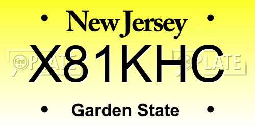 X81KHC New Jersey License Plate