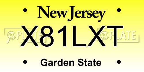 X81LXT New Jersey License Plate