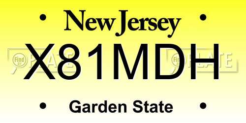 X81MDH New Jersey License Plate