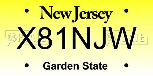 X81NJW New Jersey License Plate