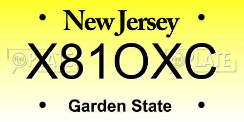 X81OXC New Jersey License Plate