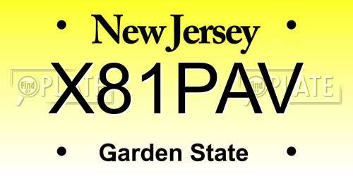 X81PAV New Jersey License Plate