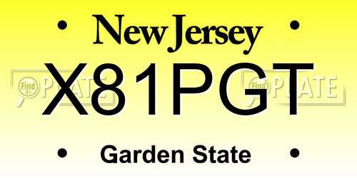 X81PGT New Jersey License Plate