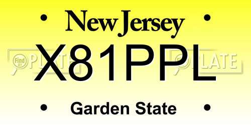 X81PPL New Jersey License Plate