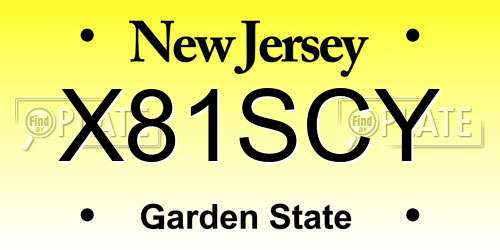 X81SCY New Jersey License Plate