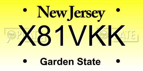X81VKK New Jersey License Plate