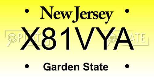 X81VYA New Jersey License Plate