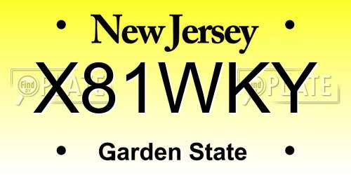 X81WKY New Jersey License Plate