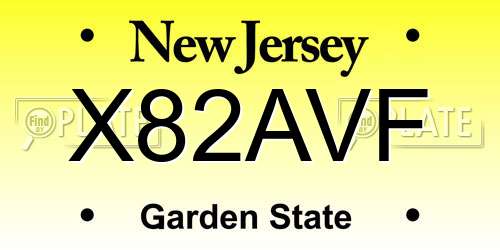 X82AVF New Jersey License Plate