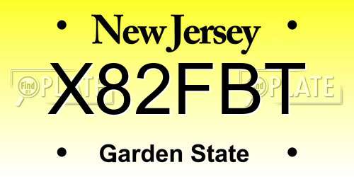 X82FBT New Jersey License Plate
