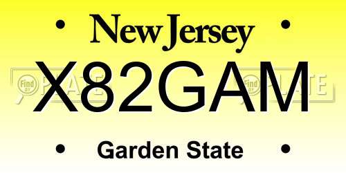 X82GAM New Jersey License Plate