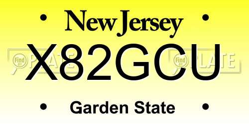 X82GCU New Jersey License Plate