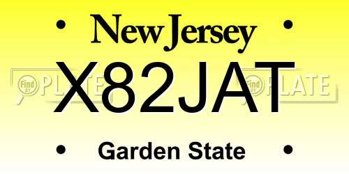X82JAT New Jersey License Plate