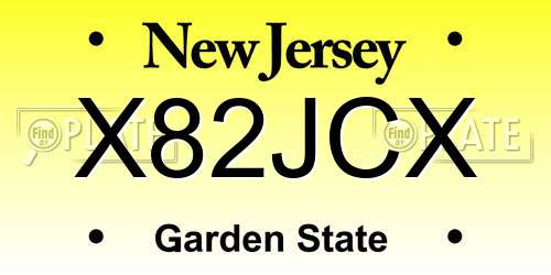 X82JCX New Jersey License Plate