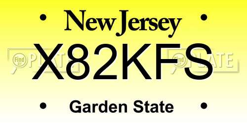 X82KFS New Jersey License Plate