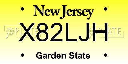 X82LJH New Jersey License Plate